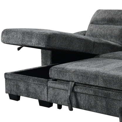 Savio 96 in. Reversible Sleeper Sectional- zoomed in open front view