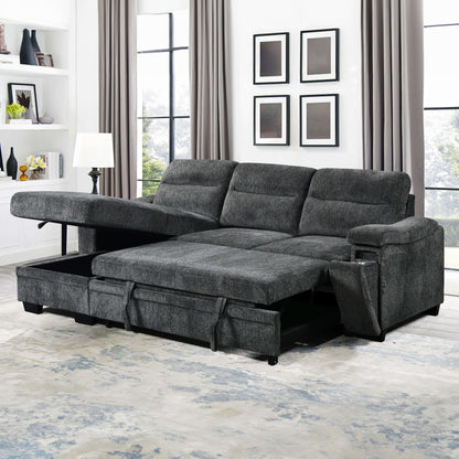 Savio 96 in. Reversible Sleeper Sectional- front and side open front view