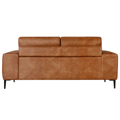 Shona 68 in. Tan Faux Leather Loveseat- back view