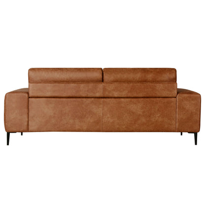 Shonda 84 in. Tan Faux Leather Sofa- back view
