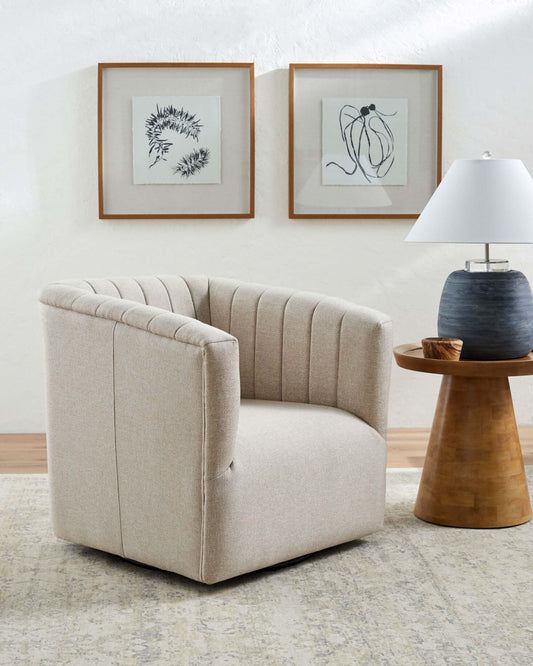 Maggie GAM-001 30"H x 30"W x 28"D Swivel Chair- front and side view